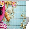 Starfish and Seashell Print Shower Curtain for Beachy Bathroom Decor