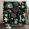 Starfish and Seashells Ocean Beach Print Shower Curtain for Coastal Bathroom Decor,  Fabric Bath Curtain