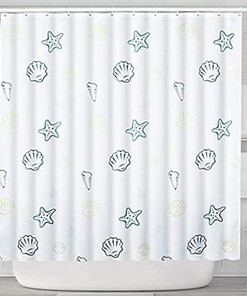 Starfish and Seashells Shower Curtain for Ocean Themed Bathroom
