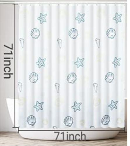 Starfish and Seashells Shower Curtain for Ocean Themed Bathroom