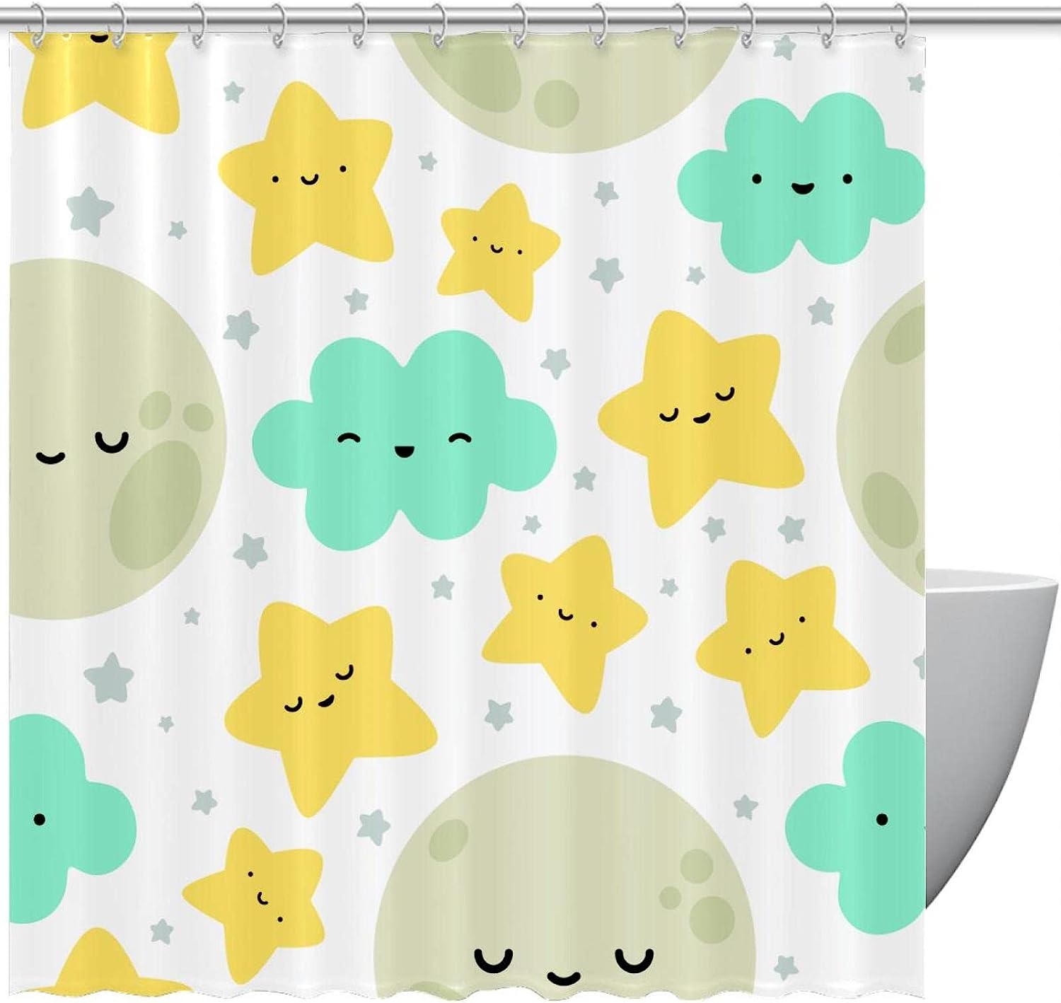 Starry Moon, Cloud and Stars Shower Curtain: Out of This World Bathroom Accessories with Magical Touch