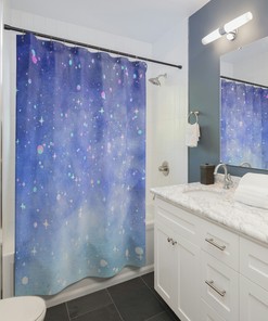 Starry Night Designed Fabric Shower Curtain - Waterproof