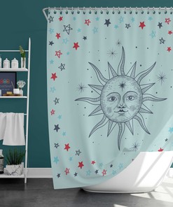 Starry Night Moon and Stars Luxury Shower Curtain for Bathroom