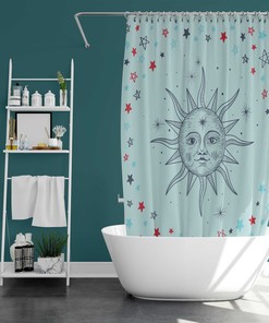 Starry Night Moon and Stars Luxury Shower Curtain for Bathroom
