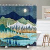 Starry Night Mountain Shower Curtain with Cool Night Sky Design, Nature Bathroom Decor 