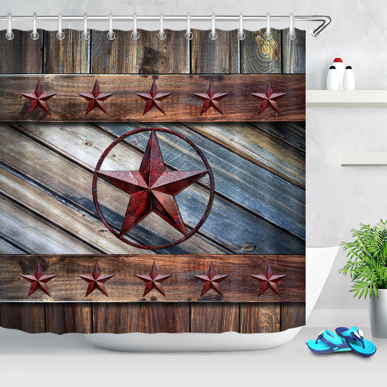 Starry Night Sky Fabric Shower Curtain