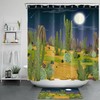 Starry Night Sky with Green Cactus Tropical Shower Curtain for a Dreamy Bathroom