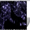 Starry Night Wolf Howl Shower Curtain for Mysterious Bathroom Decor 