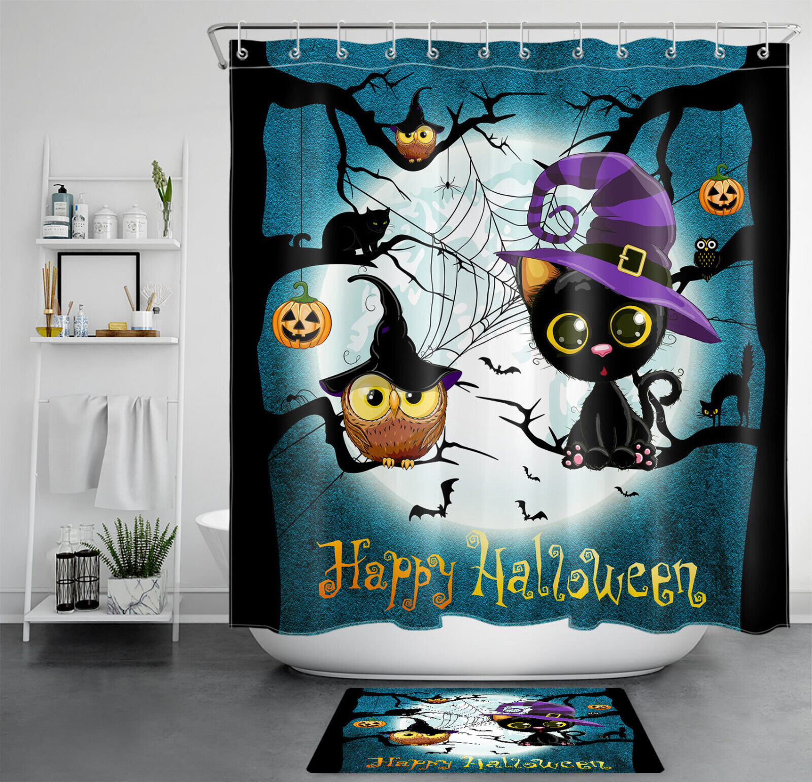Starry Sky And Ocean Full Moon Shower Curtain For A Tropical Bathroom Decor