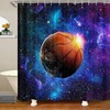 Starry Sky Basketball Castle Fairy Galaxy Shower Curtain For Teens Adults With Ball Sports Theme