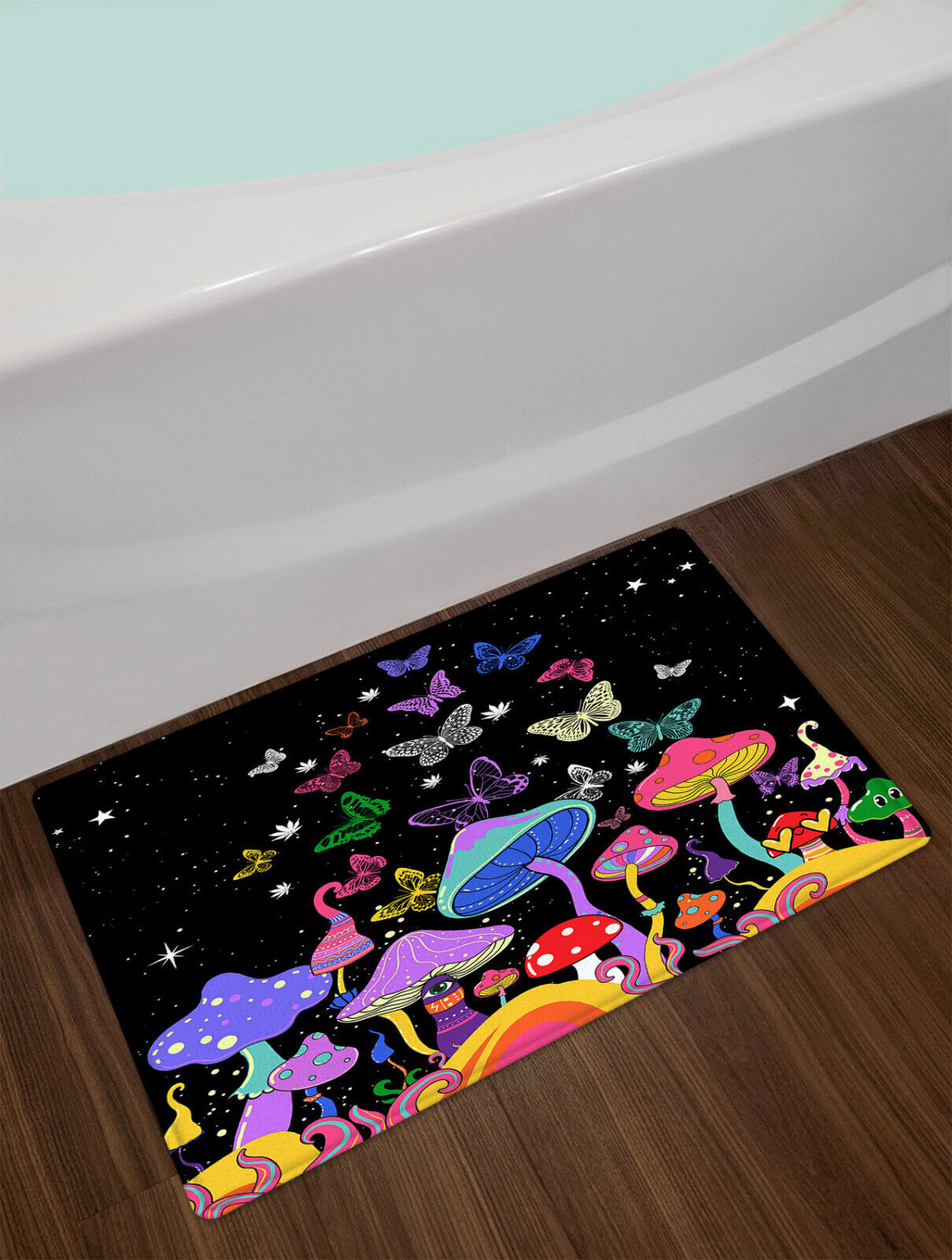 Starry Sky Butterfly And Mushroom Shower Curtain For Bathroom - Image 2