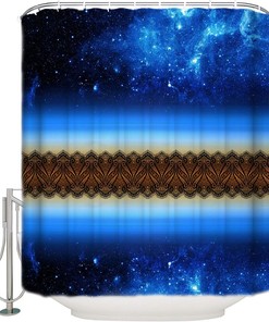 Starry Sky Dark Night Lace Pattern Shower Curtain - Dreamy Bathroom Decor