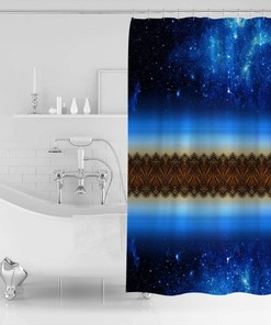 Starry Sky Dark Night Lace Pattern Shower Curtain - Dreamy Bathroom Decor