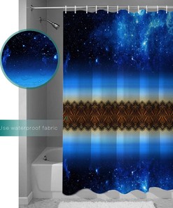 Starry Sky Dark Night Lace Pattern Shower Curtain - Dreamy Bathroom Decor
