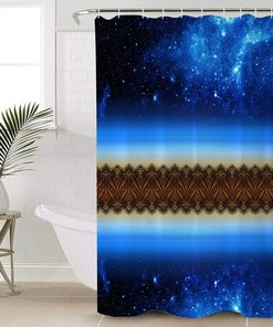 Starry Sky Dark Night Lace Pattern Shower Curtain - Dreamy Bathroom Decor