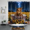 Starry Sky Highland Cow Sunflower Shower Curtain Funny Bathroom Accessories