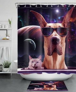 Starry Sky Pet Shower Curtain - Funny Cat Dog Bathroom Accessory