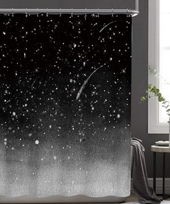 Starry Sky Shower Curtain Fantasy Galaxy Universe Black Cosmic Fabric Waterproof