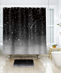 Starry Sky Shower Curtain Fantasy Galaxy Universe Black Cosmic Fabric Waterproof