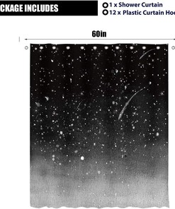 Starry Sky Shower Curtain Fantasy Galaxy Universe Black Cosmic Fabric Waterproof