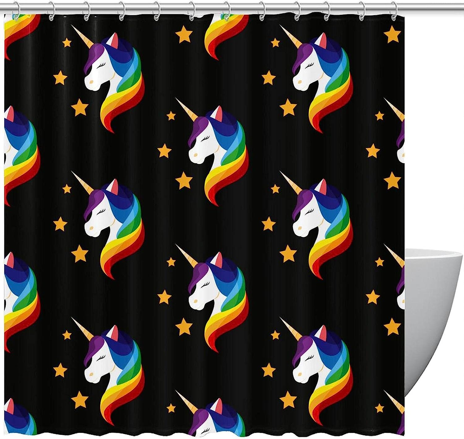 Starry Unicorn Shower Curtain for a Magical Bathroom Decor
