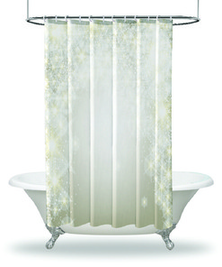 Stars And Snowflakes Christmas Shower Curtain - Waterproof Fabric Bathroom Decor