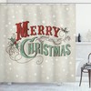 Stars, Baubles, And Snow Print Fabric Shower Curtain For Holiday-Themed Bathroom Decor