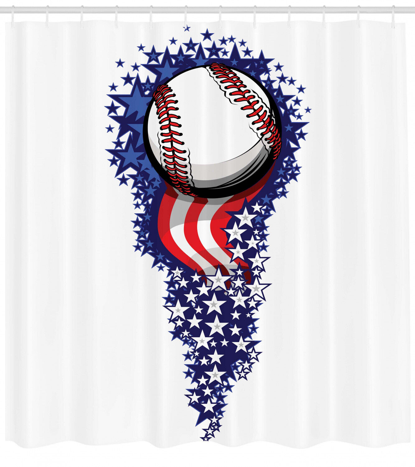 Stars Stripes Firework Print Colorful Shower Curtain For Patriotic Bathroom Aesthetic - Image 2