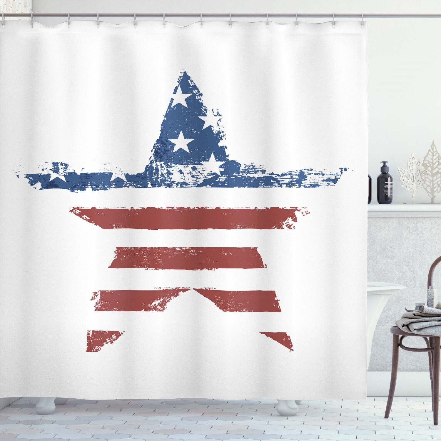 Stars Stripes Print American Flag Shower Curtain For Your Bathroom