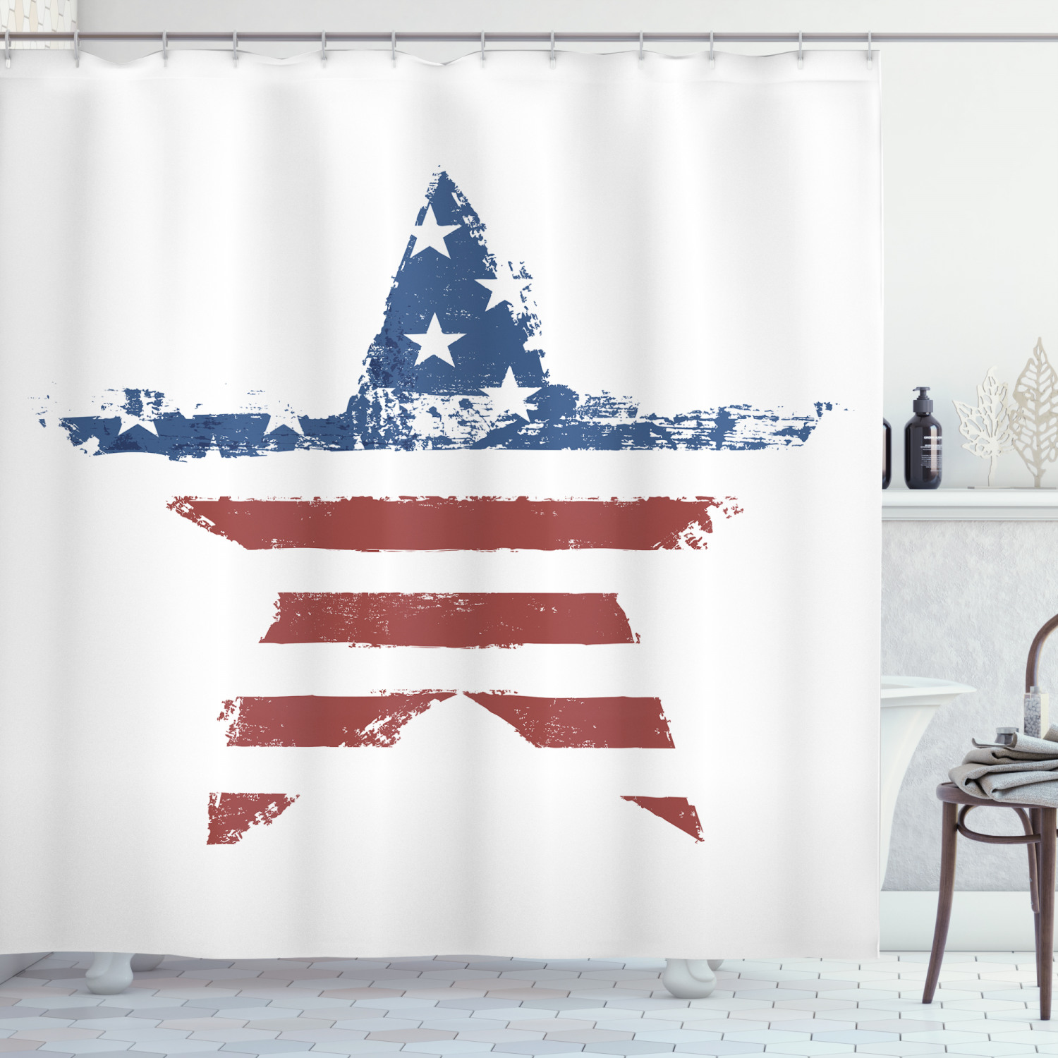 Stars Stripes Print American Flag Shower Curtain For Your Bathroom - Image 3
