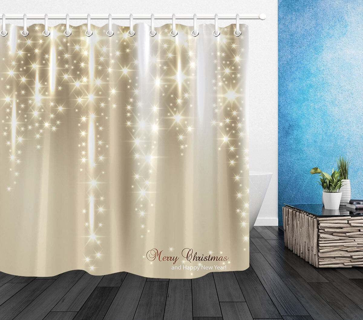 Stars and Glitter Christmas Shower Curtain for a Festive Bathroom