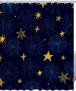 Stars and Snowflakes Waterproof Shower Curtain Bathroom Curtain