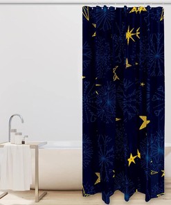 Stars and Snowflakes Waterproof Shower Curtain Bathroom Curtain