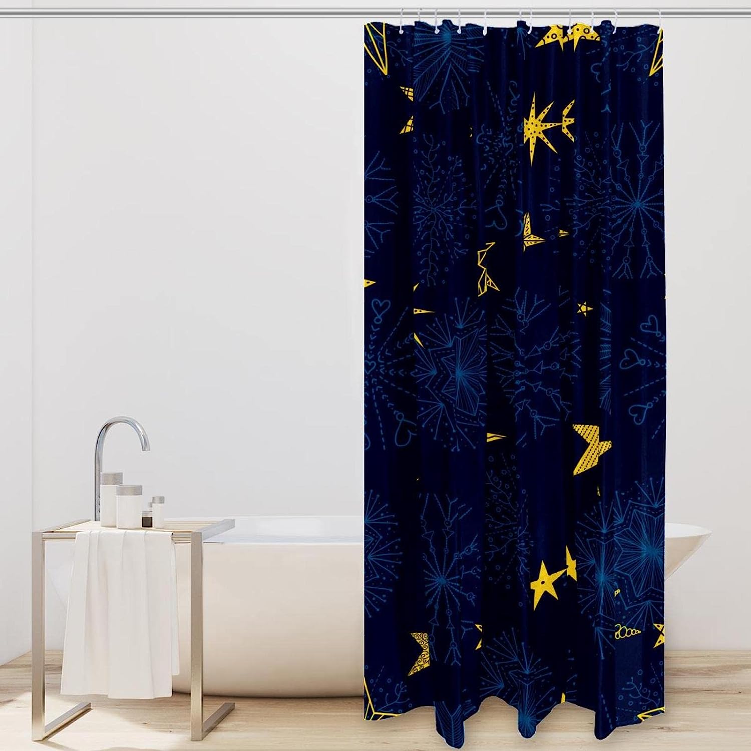 Stars and Snowflakes Waterproof Shower Curtain Bathroom Curtain