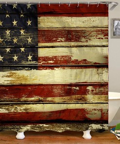 Stars and Stripes Print Shower CurtainPatriotic Bathroom Decor for Women & Kids