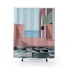 Statement Pink And Green Geometric Shower Curtain, Colorful Bohemian Bathroom Decoration