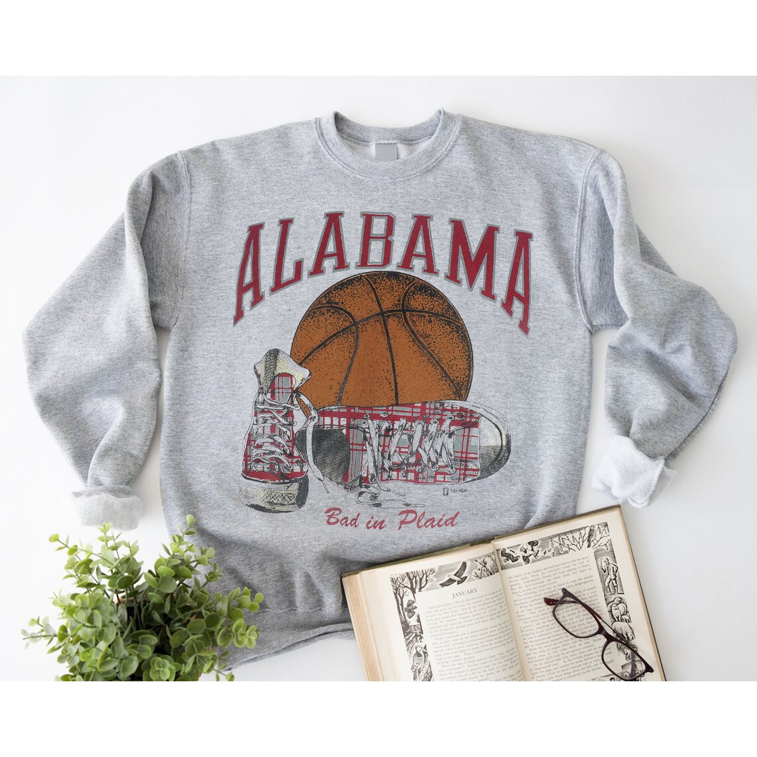 Stay Cozy And Stylish With Ncaa - Alabama Crimson Tide Bad In Plaid Crew Neck Sweatshirt