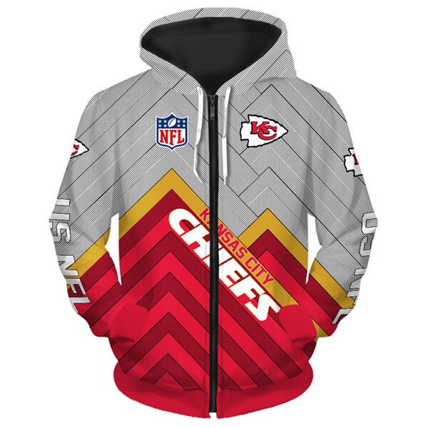 Stay Cozy And Stylish With This Kansas City Chiefs 3D Zip Hoodie Pullover Sizes S-5Xl