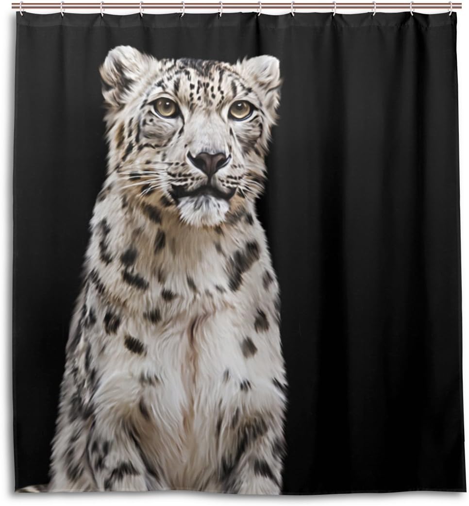 Stay Cozy With Alaza Snow Leopard Print Waterproof Shower Curtain.