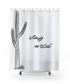 Stay Wild Western Aztec Print Shower Curtain for Bathroom Decor