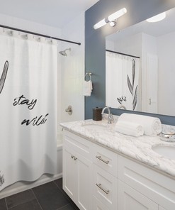 Stay Wild Western Aztec Print Shower Curtain for Bathroom Decor