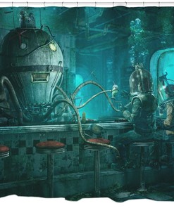 Steampunk Kraken Shower Curtain for a Unique Bathroom Look.