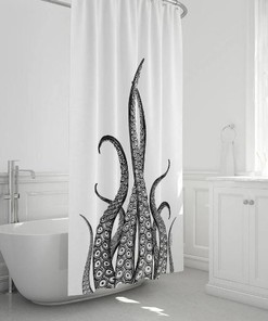 Steampunk Kraken Squid Shower Curtain Sea Animal Bathroom Decor Octopus Bath Curtain