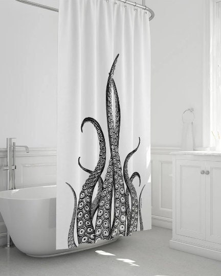 Steampunk Kraken Squid Shower Curtain Sea Animal Bathroom Decor Octopus Bath Curtain