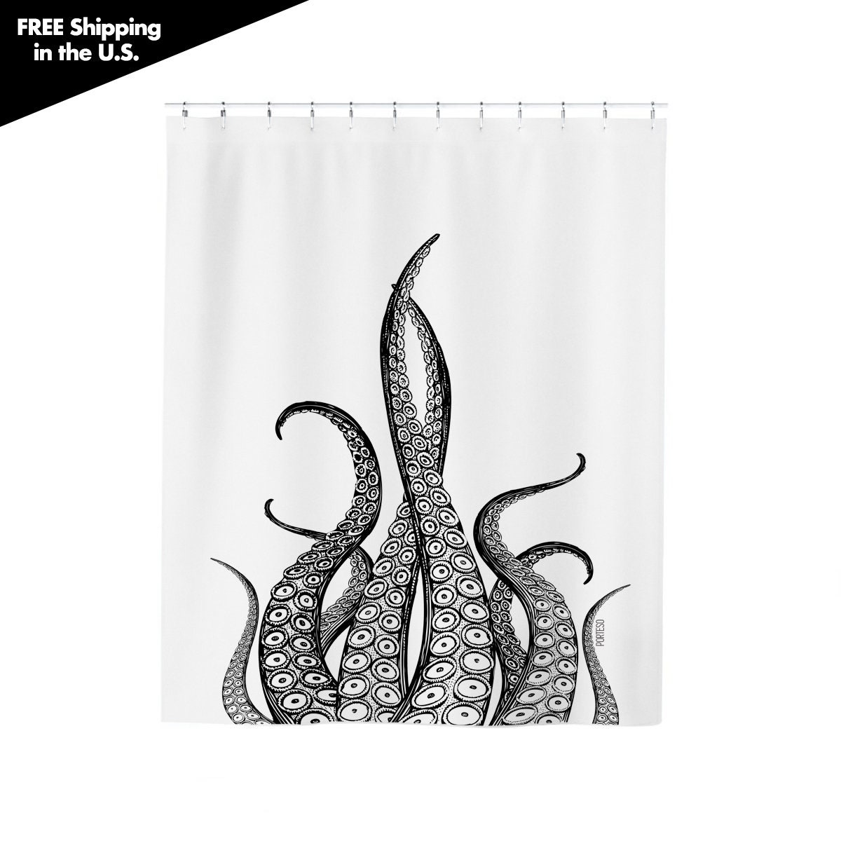 Steampunk Kraken Squid Shower Curtain Sea Animal Bathroom Decor Octopus Bath Curtain