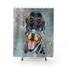 Steampunk Rottweiler Dog Print Shower Curtain For Unique Bathroom Decor
