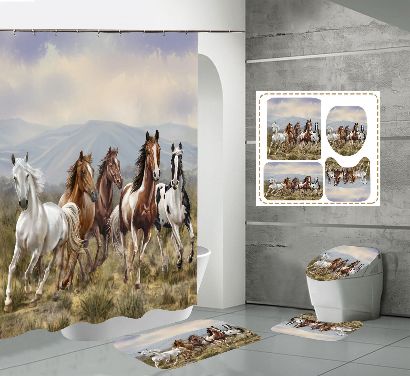 Steed Horse Animal Print Shower Curtain New for a Bold and Majestic Bathroom Decor