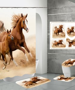 Steed Horse Sand Animal Print Shower Curtain 