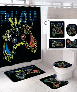 Step Up The Gaming Vibe In Your Bathroom With This Classic Video Games Controller Bath Curtain