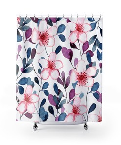Step into a Beautiful Flower Garden with Watercolor Floral Bath Curtain, Perfect for Farmhouse Style